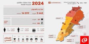 الصحة: 3445 شهيدا و14599 جريحا منذ بدء العدوان وحصيلة يوم أمس 59 شهيدا و182 جريحا