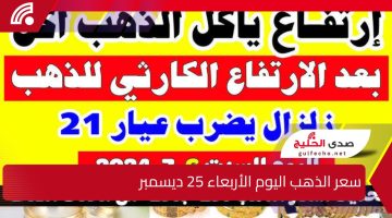 “معاك لحظة بلحظة”.. إليك سعر الذهب اليوم الأربعاء 25 ديسمبر بعد مرور نصف اليوم